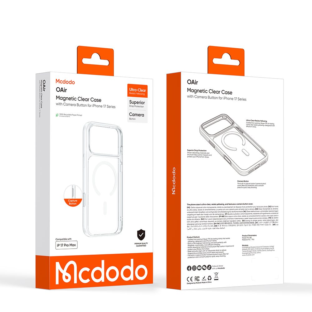 OAir — Case magnético transparente iPhone 17